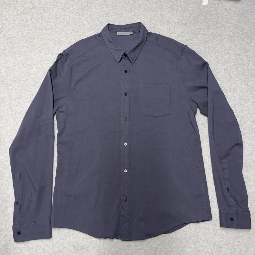 Icebreaker Shirt Mens XL Blue Wool Blend Long Sleeve Button Up Performance